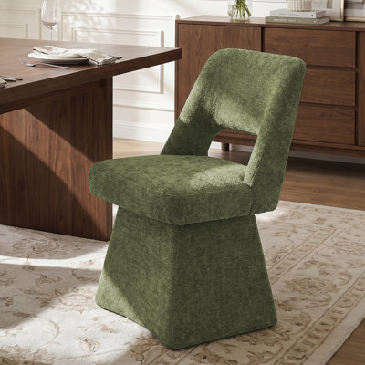 Modern Chenille Swivel Dining Chair, Open Back – 360° Rotating Design for Dining Room