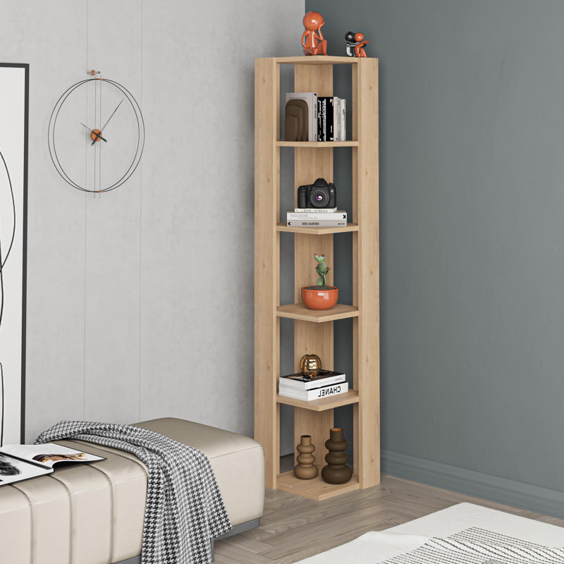 161cm H Corner Bookcase, Yellow, (5 Shelves) 161cm H x 34cm W x 34cm D