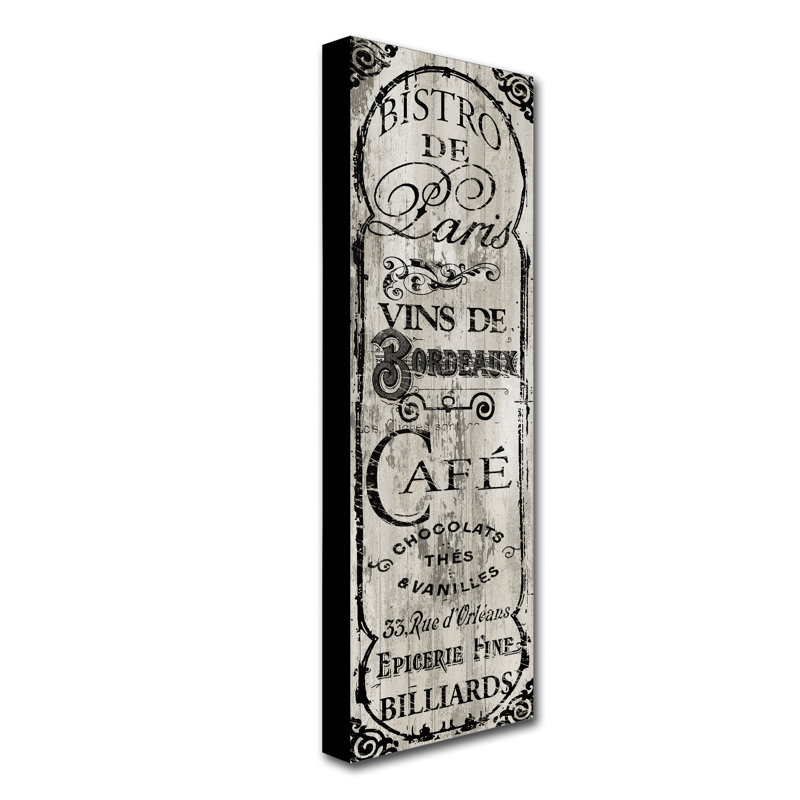 "paris bistros i" par art textuel sur toile tendue Jadaya, H 32 po x l 10 po x P 2 po