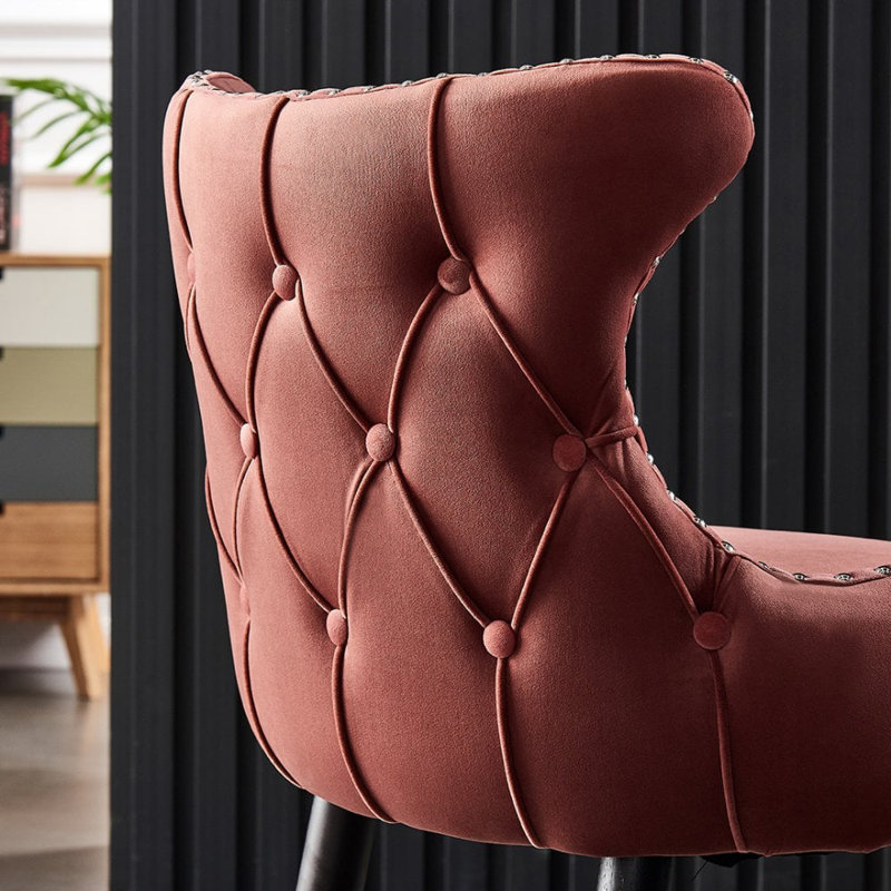 Ricky Modern Velvet Dining Chairs - Ergonomic Upholstered Curved Back with Solid Wooden Legs - Side Chair for Office Kitchen Living Room Dining Room