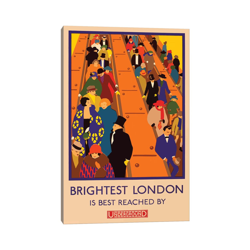 London Underground, Brightest London by Vintage Apple Collection - Wrapped Canvas Print, 66.04 cm H x 45.72 cm W x 1.91 cm D