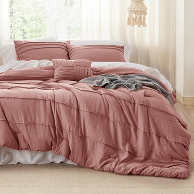 Bedsure Prewashed Microfiber Pinch Pleat Comforter Set