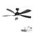 45 Inch Matte Black Smart Ceiling Fan With DC Motor Alexa APP Control Quiet Reversible Operation Dimmable Lighting And Timer-126322316-126322317