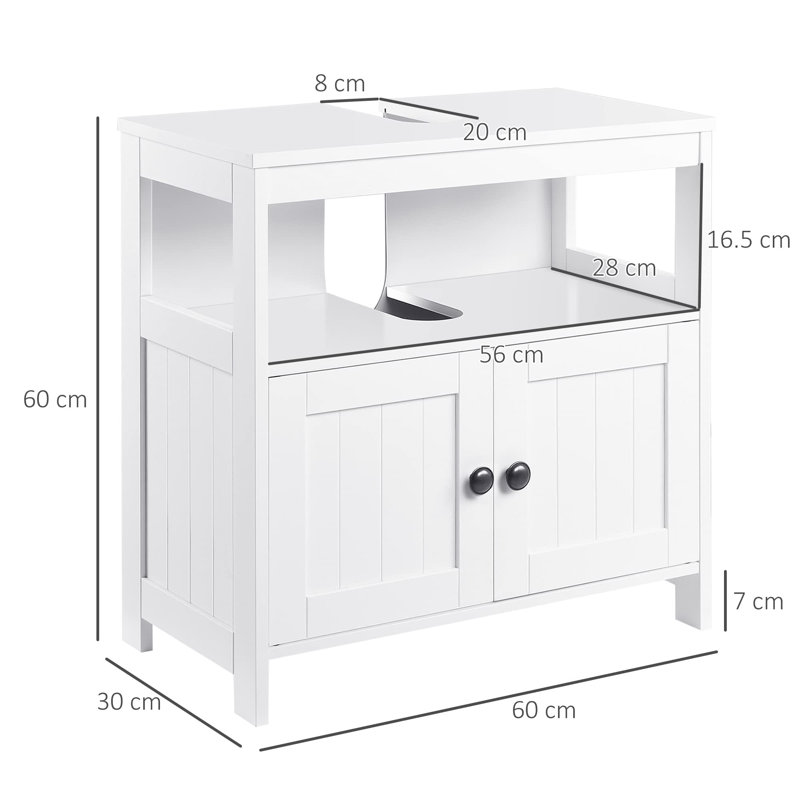 Kollier 60cm Bathroom Vanity Base Only in White, White