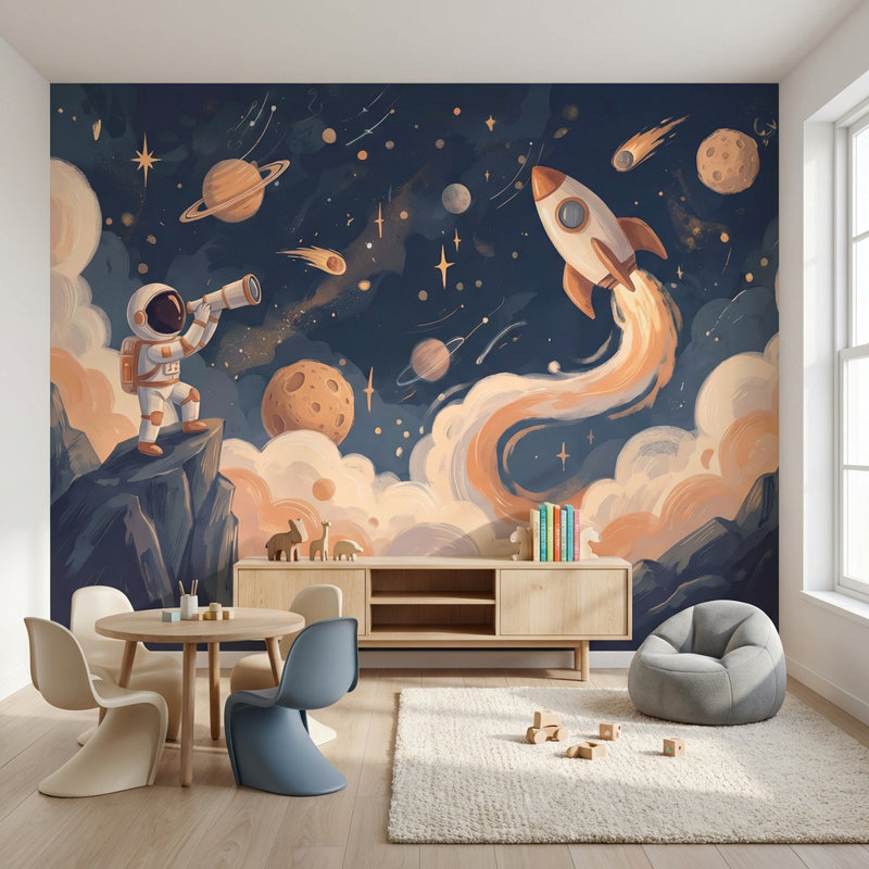 Papier peint astronaute Astronaut Adventure, 100 po x 96 po, Peler et coller