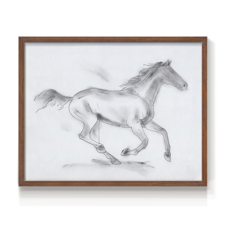 Smoke Stallion I -Framed Print - Restickable, H 16 po x l 20 po, Noyer