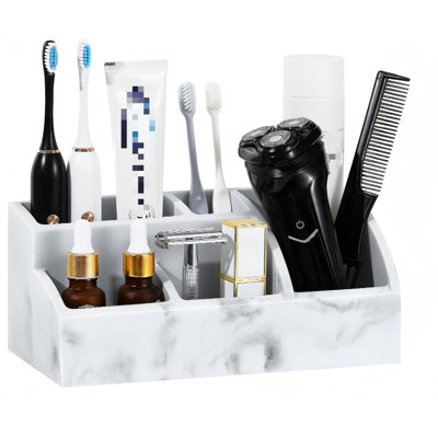 Organisateur de comptoir de salle de bain, porte-brosse à dents à 5 fentes, accessoires de salle de bain en marbre