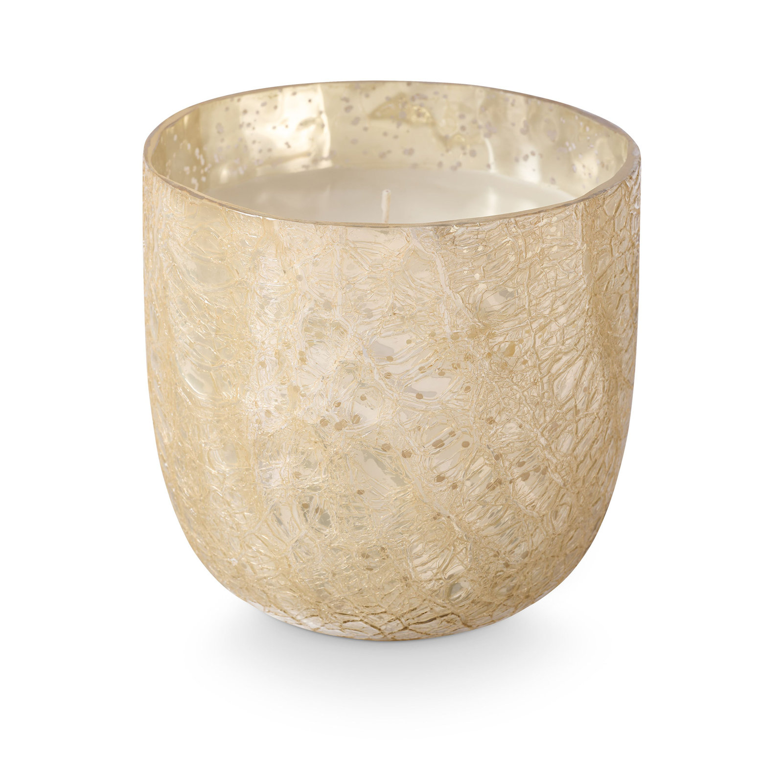 Noble Holiday Winter White Candle, Large Boxed Crackle Glass