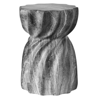Gray Round Outdoor Side Table, Weather & Rust Resistant Magnesium Oxide Patio Coffee Table, Multifunctional Indoor Outdoor Accent Table