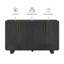 Buffet rétro avec rangement, buffet cannelé à 4 portes avec tablettes réglables (noir) | Idée de cadeau