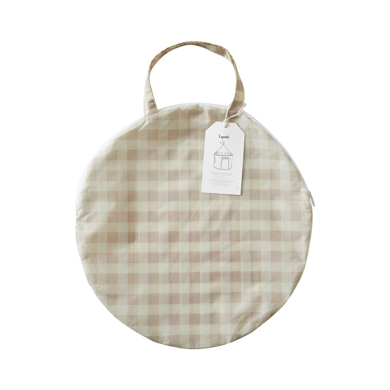 3 Sprouts - tente de jeu en tissu recyclé pour enfants , Vichy beige