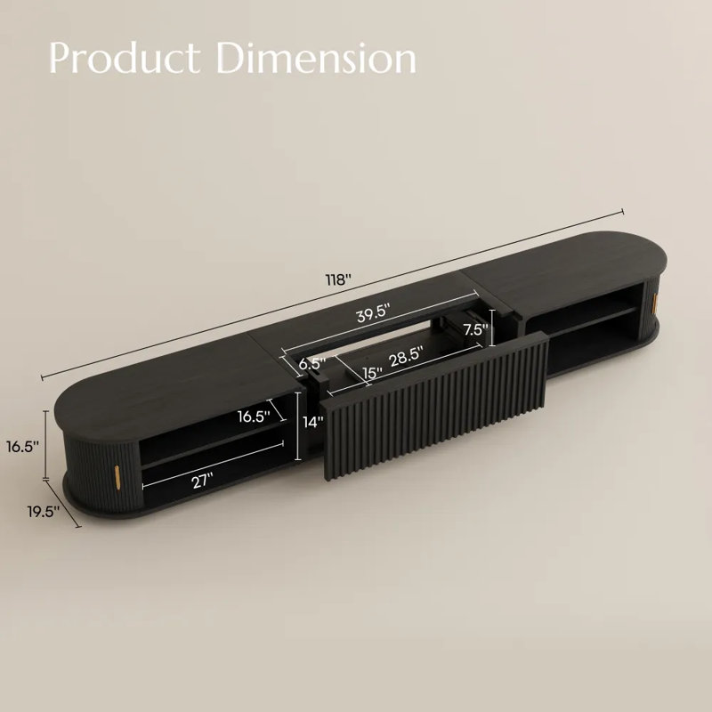 Armoire pour projecteur 118 "Smart UST 118" noire PT8138 - Grand support avec rangement caché et gestion des câbles, Noir