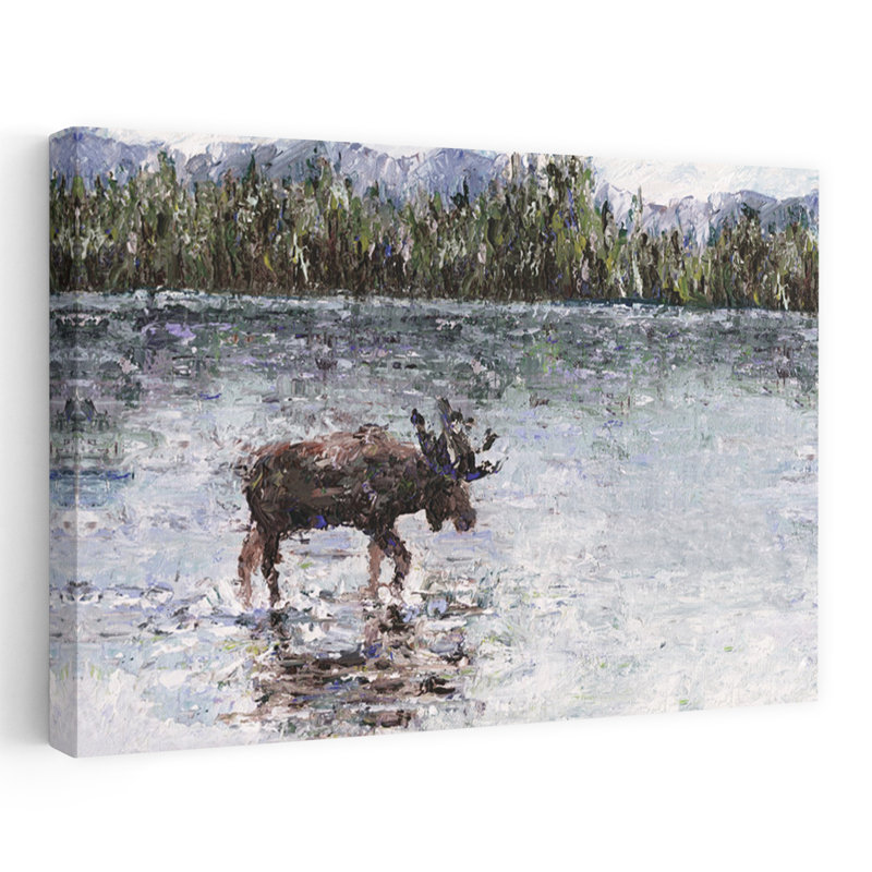 «In The Wild», paysage contemporain abstrait, art animalier, H 16 po x l 24 po