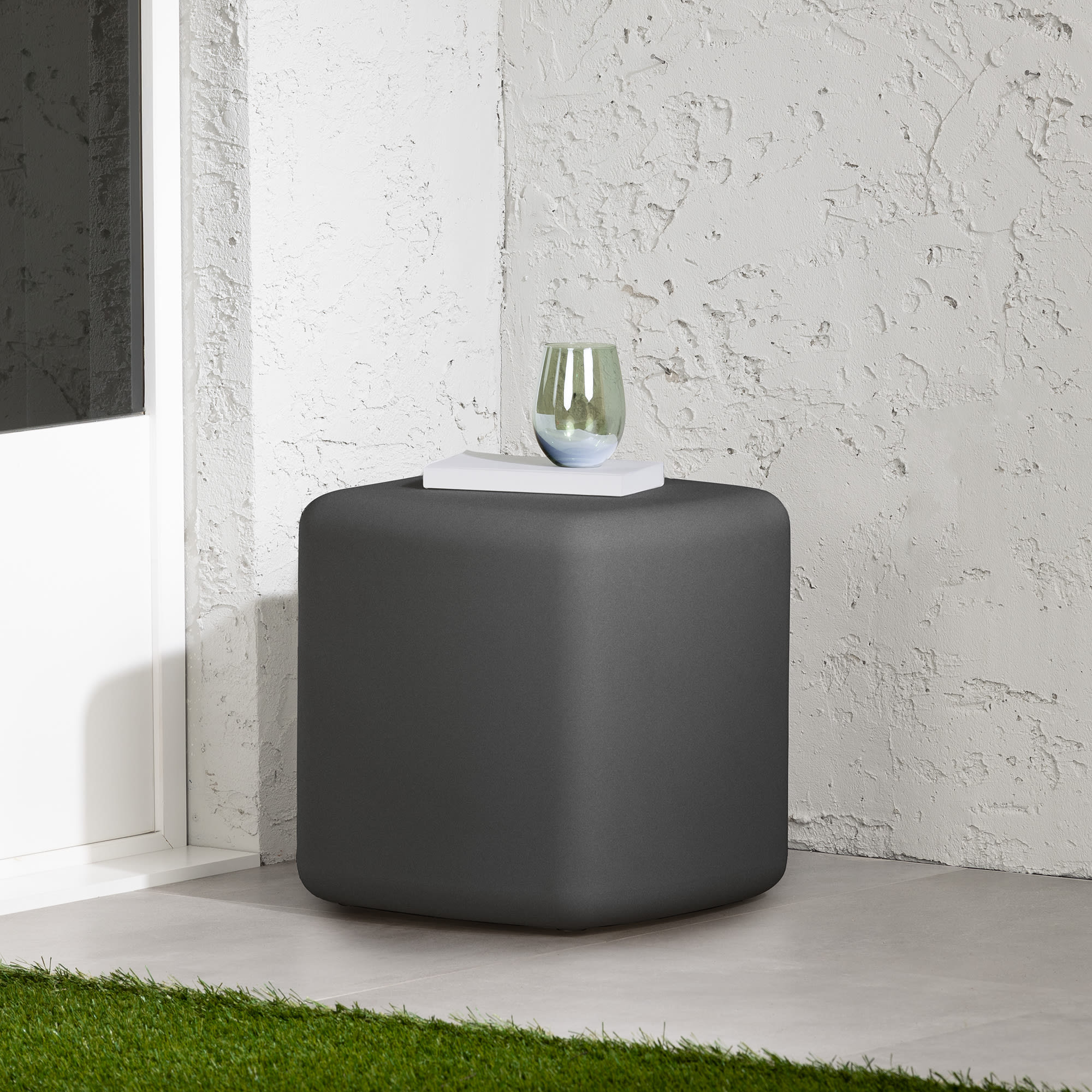 Dalya 16'' Plastic / Acrylic Outdoor Side Table, Dark Gray