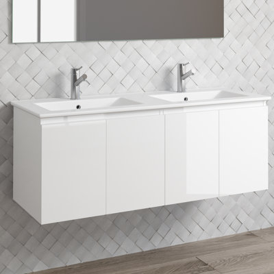 Jasso 48'' Double Bathroom Vanity with Ceramic Top