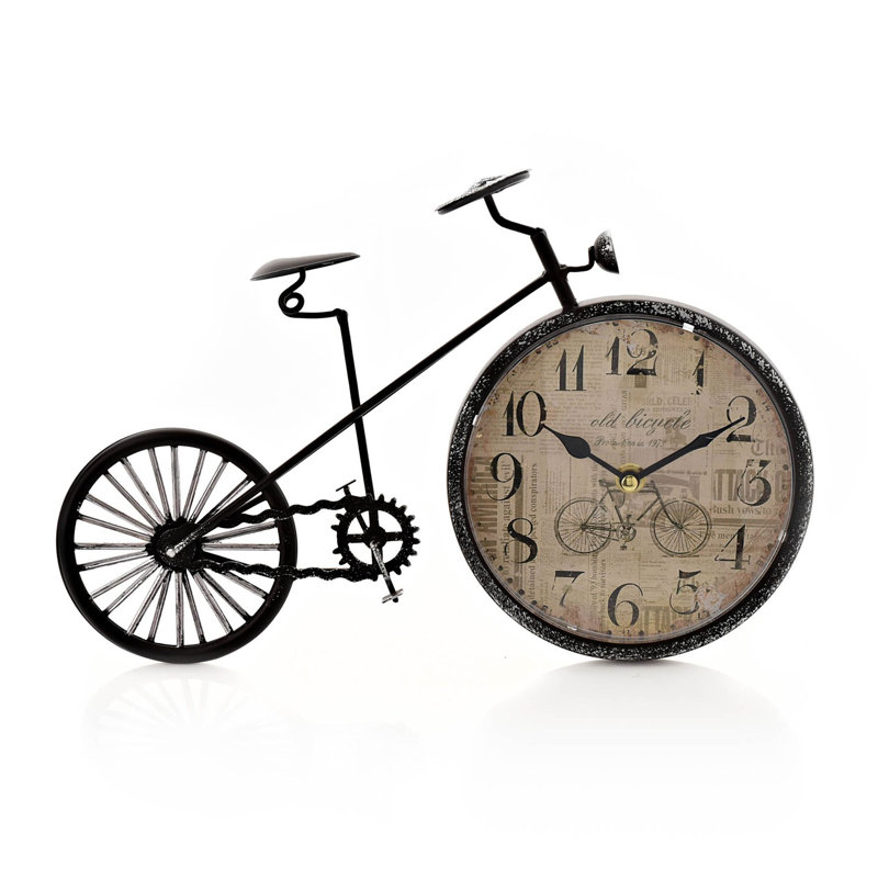 Analogue Metal Quartz Movement / Crystal Tabletop Clock in Black/Brown