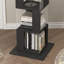Bibliothèque rotative avec acrylique transparent - Design moderne, pour usage domestique, bibliothèque à 6 niveaux avec fonction de rotation simple, noir