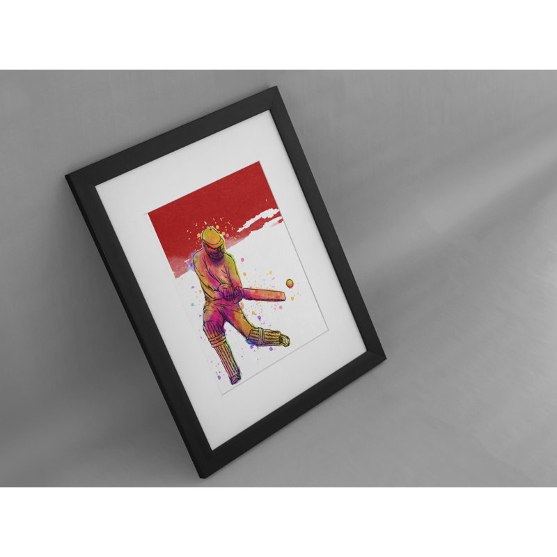 Red Cricket Player - Single Picture Frame Print