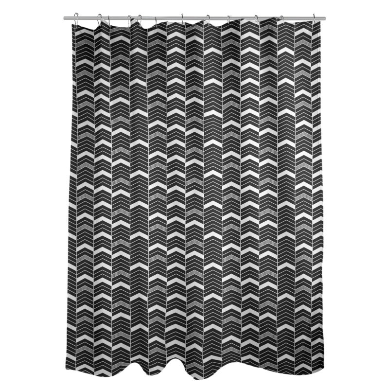Rideau de douche simple à chevrons, Noir