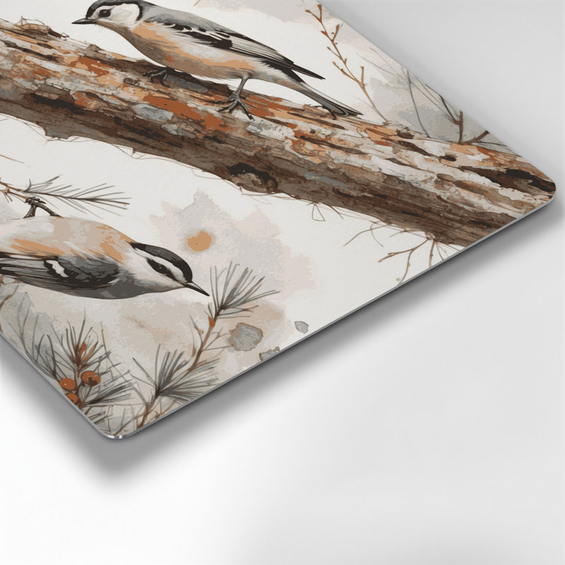 Oiseaux, art mural en métal gris sittelle à poitrine blanche, H 384 po x l 384 po x P 0,05 po