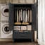Armoire-penderie en acier de 45 cm de large, à 2 portes, 1 tiroir, tringle et étagère réglable.