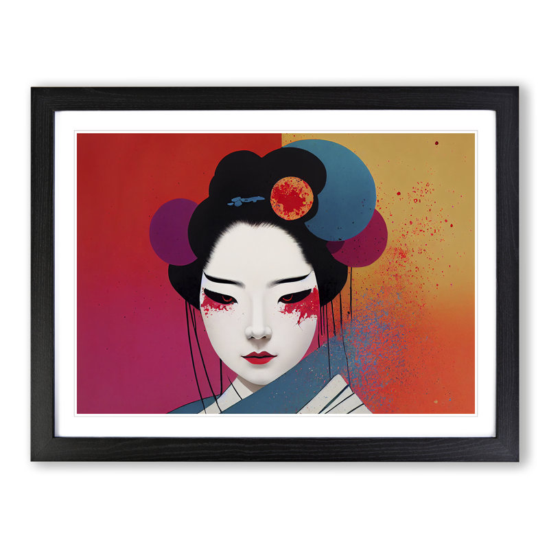 XH1022-10310X Wonderful Geisha 1 Piece Single Picture Frame Wall Art, 25cm H x 34cm W, Black