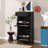 Free Standing Shoe Rack With 2 Flip Drawers And Adjustable Panel, Wood Grain Pattern Top Cabinet, Functional Entryway Organizer-2015928988