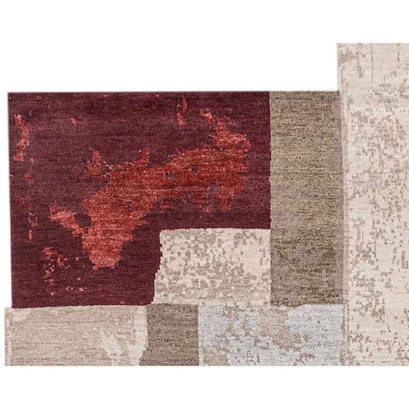 Hand Knotted Abstract Area Rug in Beige/Red/Brown/Orange, Rectangle 8' x 10'