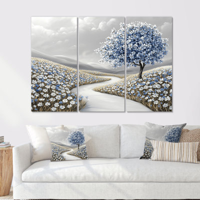 Ensemble de salon d'art mural campagne Blooms I - Cornflowers