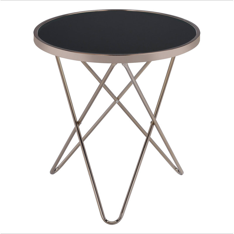 Table ronde avec plateau en verre noir