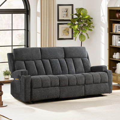 Bernardete 79.13" Wide Microsuede Upholsteried Manual Reclining Comfort Sofa