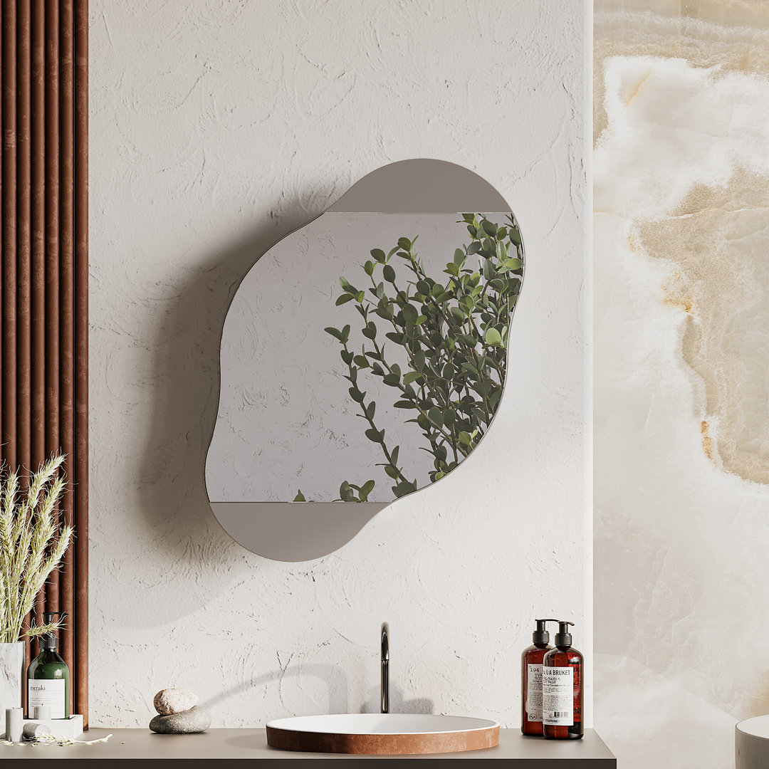 Burko Wavy Wall Mirror with Hidden Storage Shelves