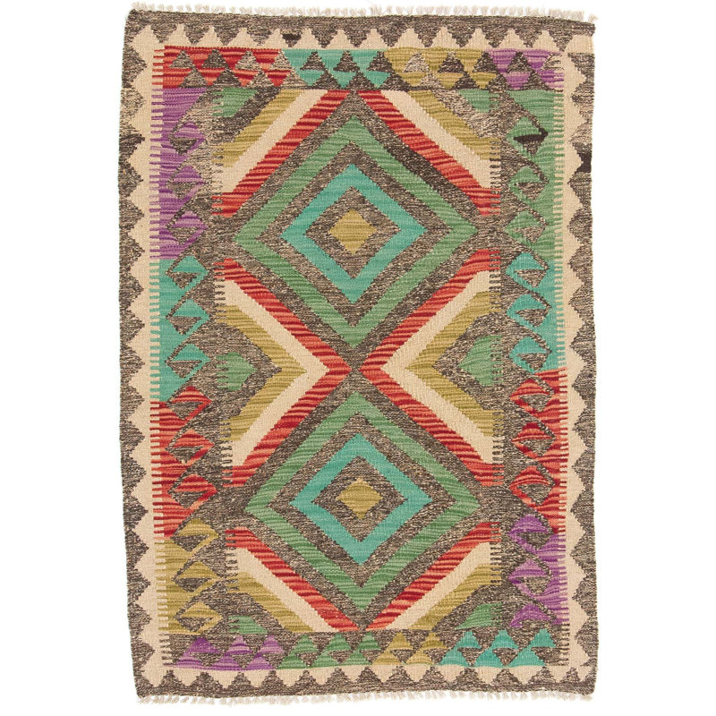 Geometric Wool Hand Woven 83cm X 120cm Area Rug