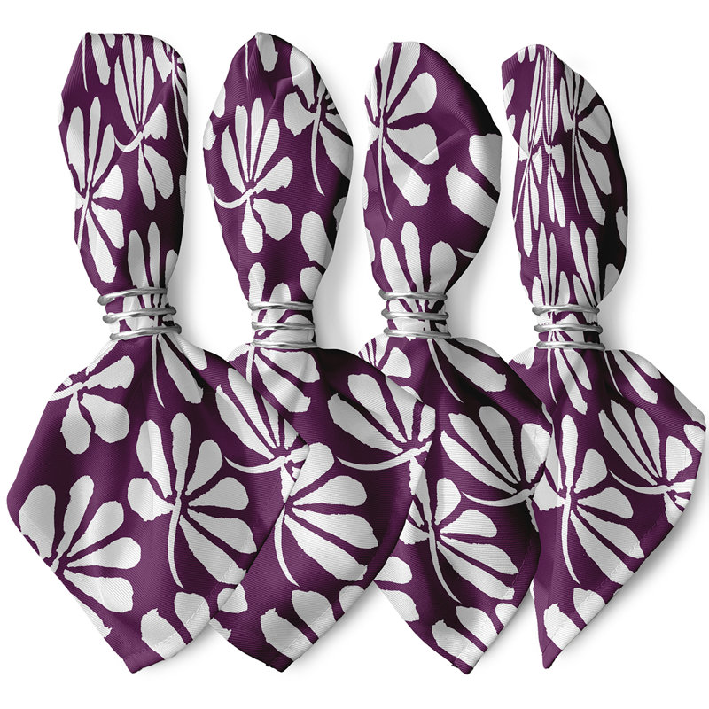 Allen Park Polyester Floral Square Napkin, Purple