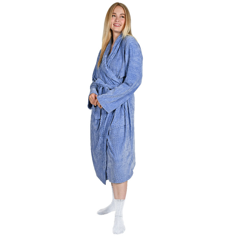 Alwyn Home Womens FLeece Long Robe, Comfy Soft Chenille Bathrobe