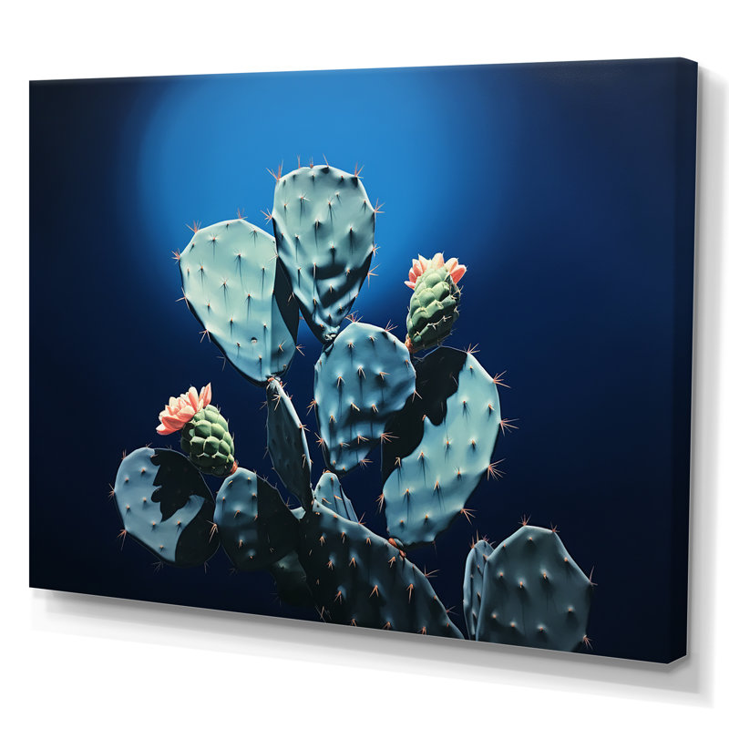 Cactus saphir solitude I sur toile, H 16 po x l 32 po x P 1 po, Toile tendue