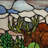 12"H Moose in Mountainscape Stained Glass Window Panel
