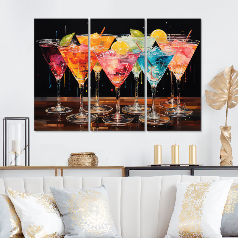 Cocktail Cocktail Confetti I - 3 pièces sans cadre, impression sur métal