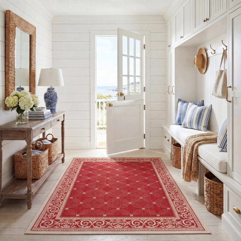 Tapis d'intérieur / extérieur à motif géométrique Herefordshire Performance, Rectangle 5 pi 3 po x 7 pi 7 po