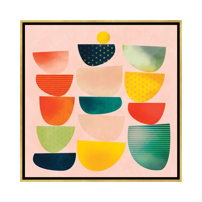 «Mid Century Geometric Half Circles» par Ana Rut Bré - impression d'art graphique, Aucun mat, H 26 po x l 26 po x P 1,5 po