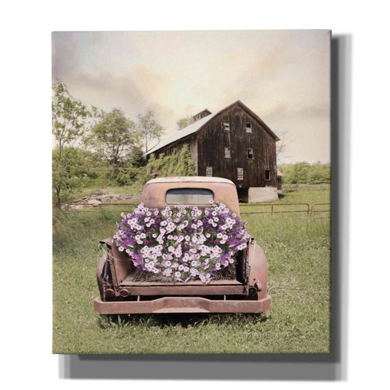Gracie Oaks «Petunia Truck» par Lori Deiter, H 30 po x l 26 po x P 1,5 po