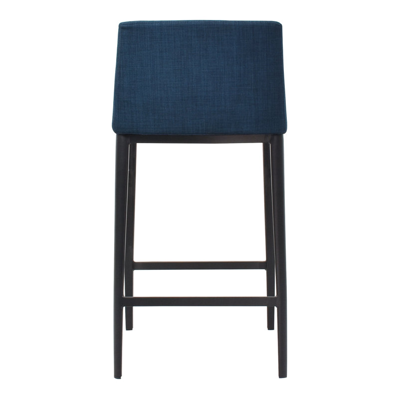 Baron Upholstered Stool with Metal Frame, Counter Stool (25.5” Seat Height), Blue