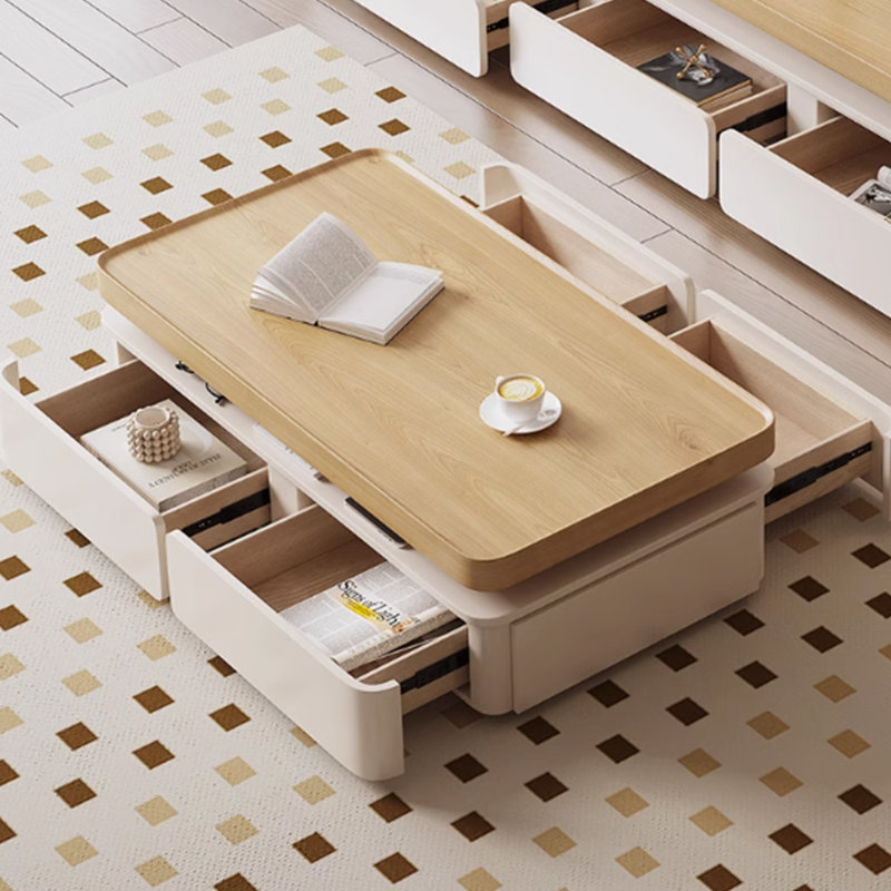 Japanese log style solid wood coffee table