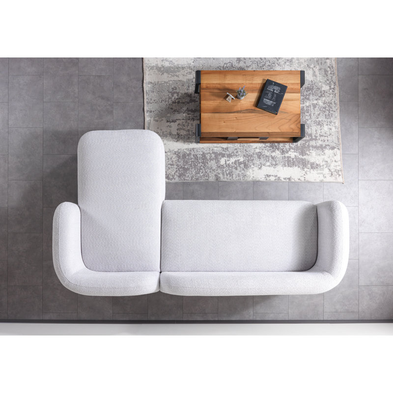 Canapé modulaire courbé et chaise longue Hough, Rignt faisant face à la main, Boucle gris