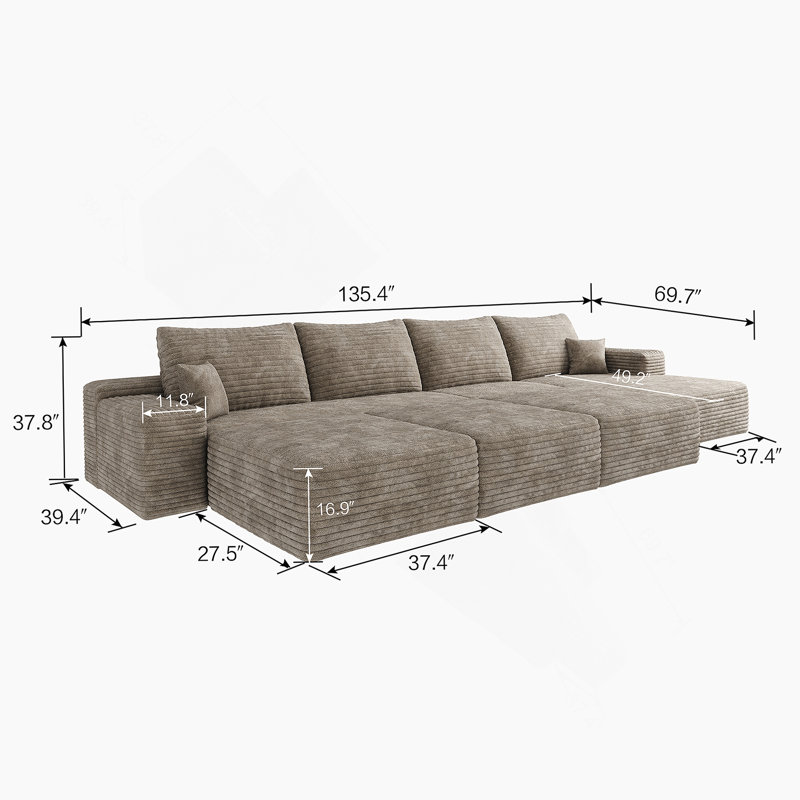 Luxueux canapé-lit modulaire pour le salon sans assemblage requis, Chameau