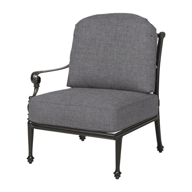 Grand Terrace Outdoor One Arm Lounge Chair, Cast Slate Sunbrella® Plainweave, Desert Bronze