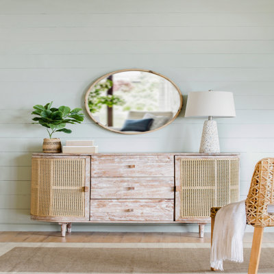 57x16x33" TV Console With Cane Doors