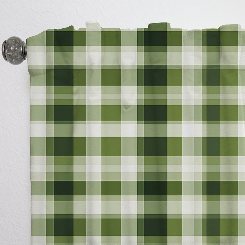 Uk Green Plaid Elegance I - Vintage Velvet Curtain - Room Darkening - 1 Panel, 52" W x 90" L