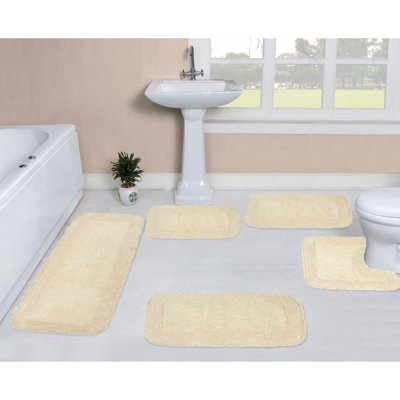 Home Weavers Brunton Collection 100% Cotton Bathroom Rugs Set, 5 Piece Set with Contour