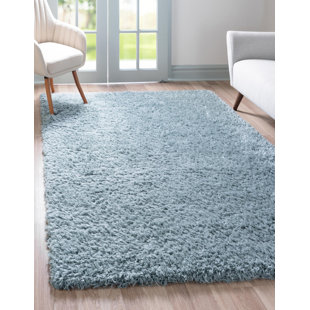 Tapis à poils longs bleu